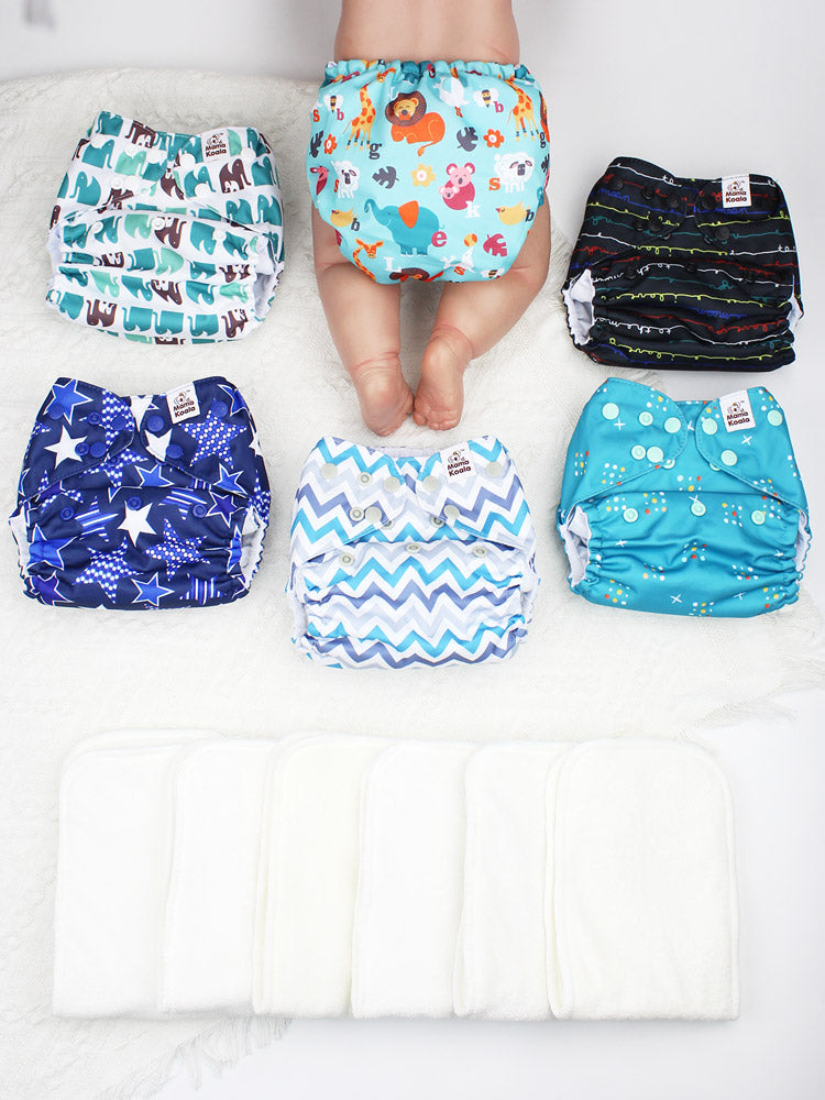 POCKET DIAPER 3.0 WITH INSERTS - 6 PACK(Jagger) – Mama Koala