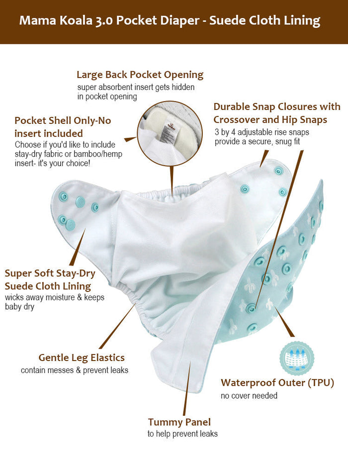 Pocket Diaper 3.0 - K3PSD60213Z - Suede Cloth Lining – Mama Koala