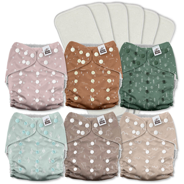 POCKET DIAPER 3.0 WITH INSERTS - 6 PACK(A-My Warm Heart)