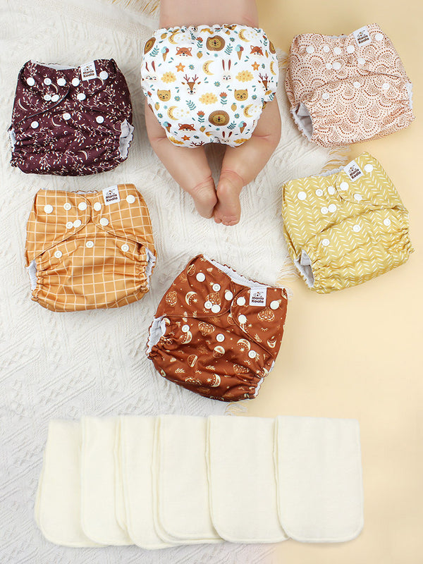 POCKET DIAPER 3.0 WITH INSERTS - 6 PACK(Lucky Colors)