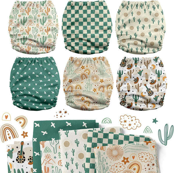 POCKET DIAPER 3.0 WITH INSERTS - 6 PACK(A-Desert Oasis)