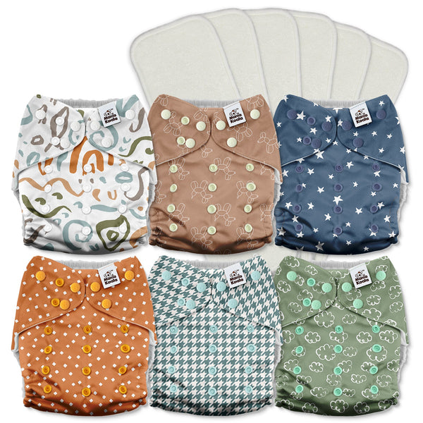 POCKET DIAPER 3.0 WITH INSERTS - 6 PACK(A-Full of Hope)
