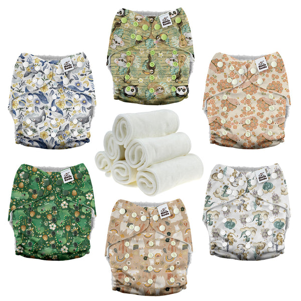 POCKET DIAPER 3.0 WITH INSERTS - 6 PACK(Animal Legends)