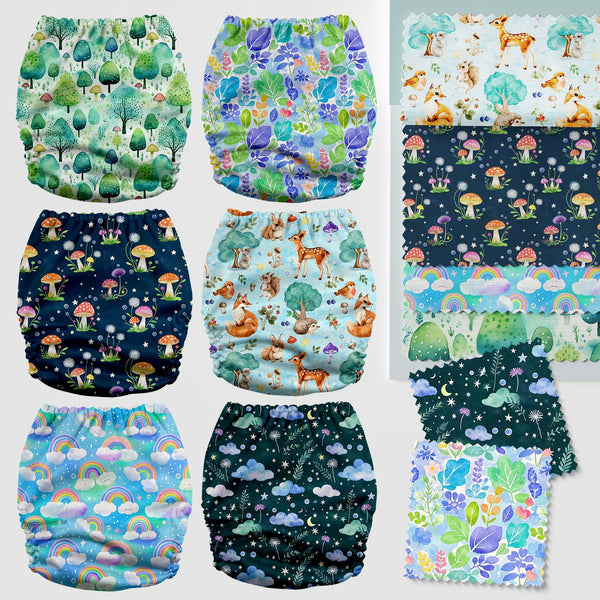 POCKET DIAPER 3.0 WITH INSERTS - 6 PACK(Forest & Sky)